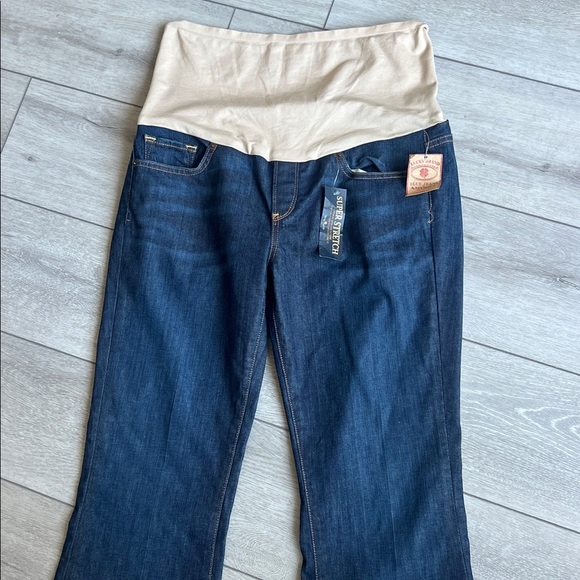Lucky Brand nwt Maternity Dark Blue Flare Jeans with belly panel size 28/6 - Picture 4 of 7